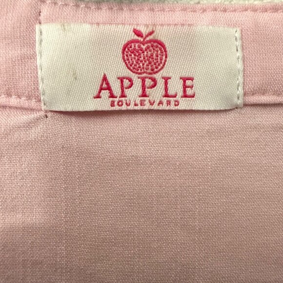 Apple Boulevard Pink Embroidered Puff Sleeve Peasant Blouse Womens Size Medium - Picture 2 of 7
